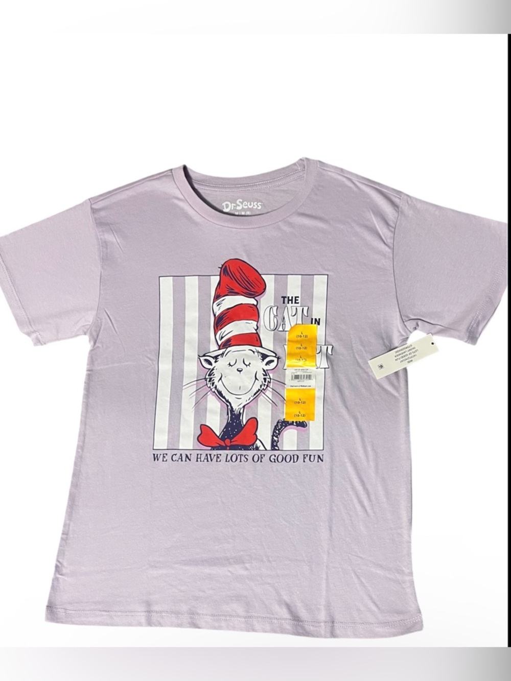 Dr. Seuss Girls The Cat in the Hat T-Shirt Lavender Size M (8) NWT